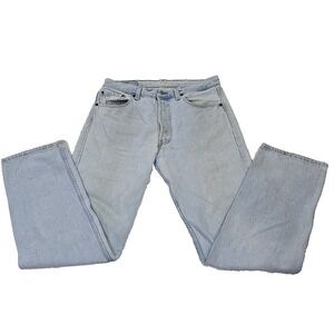 Vintage Levis 501 Jeans Mens 33x32 Fits 32x31 Light Blue Faded Made In USA 1996